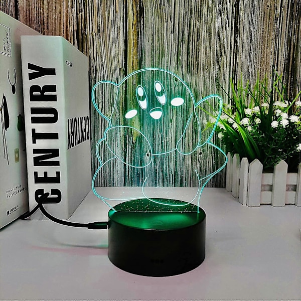 3D Lampe Illusion Led Kirby Natlys 7 Farver Unik Børn Kirby Spil 3D Natlys til Børneværelse Indretning USB/Batteridrevet 3D Lys Kirby Lampe med