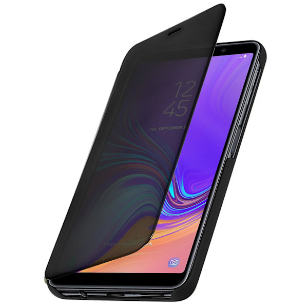 Flip Case, Spegel Case för Galaxy A7 2018, Stående Fodral - Svart