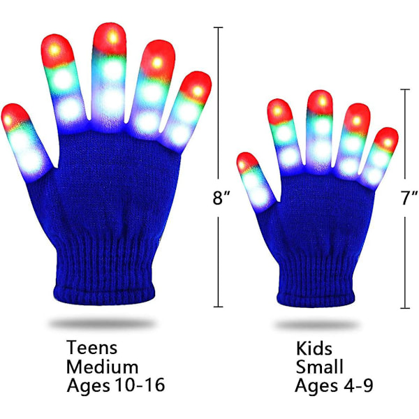 Ljusupplysta Handskar LED-Handskar Rave Coola Leksaker Presenter Till Barn Tonåringar Pojkar Flickor Julstrumpor Festfavoriter (åldrar 10-16, Blå)