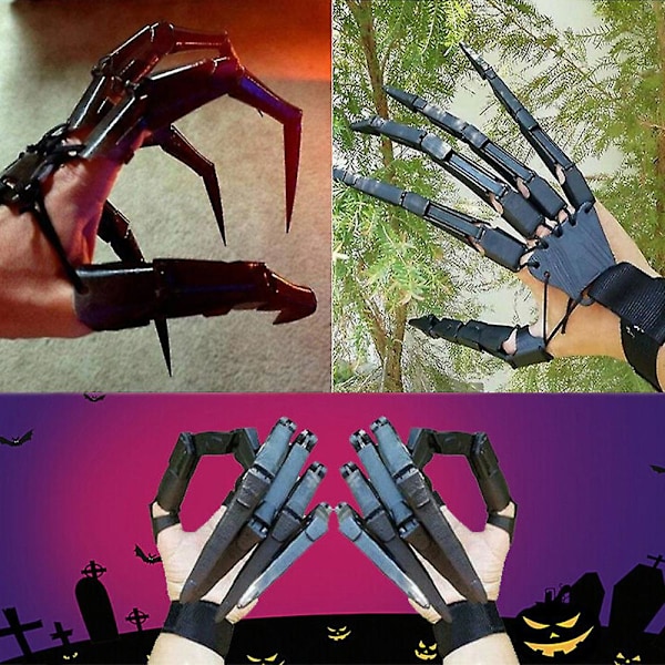 Halloween-skalle Cosplay Leddede Finger 3D-trykte Fleksible Fingerforlengelser Passer Alle Fingerstørrelser Djevelklør Festkostyme Rekvisitter