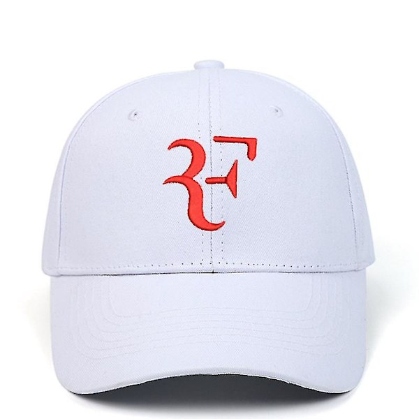 Federer Broderad Baseballkeps Tennis Fan Hatt Utomhus Sport Casual Peaked Cap (Vit)