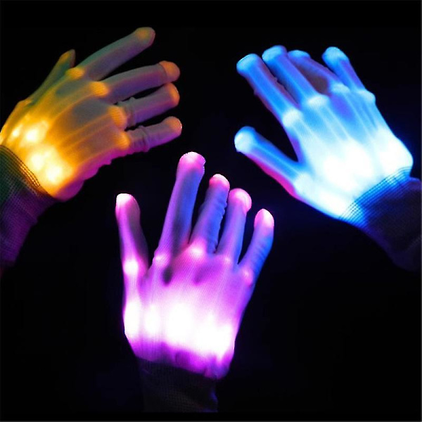 LED-Handskar med Blinkande Ljus, Skelett-Design, Halloween-Handskar för Vuxna, Färgglada Glow-in-the-Dark Partyfavoriter, Födelsedag, Jul, Kostym, Klubb, Klassrum