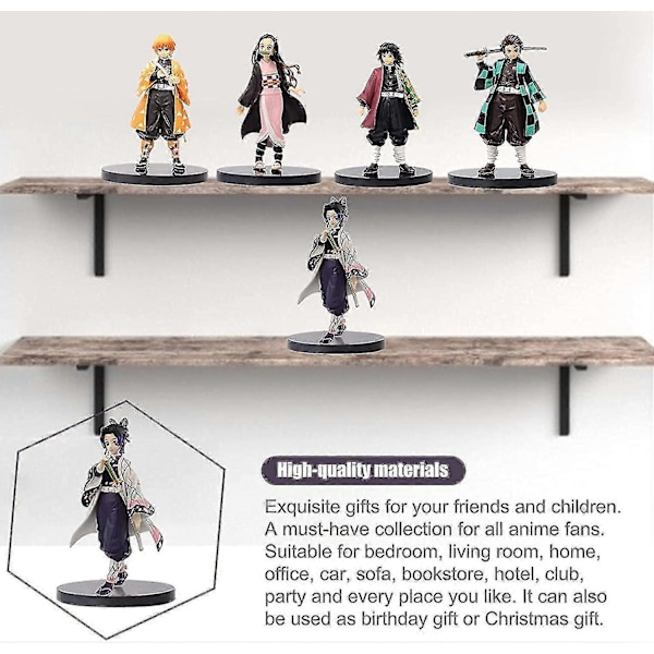 5-pakks Demon Slayer-figurer, 6,3 tommer Demon Slayer Actionfigur PVC-leker Kochou Shinobur Animefigur Zenitsu Tanjiro Nezuko