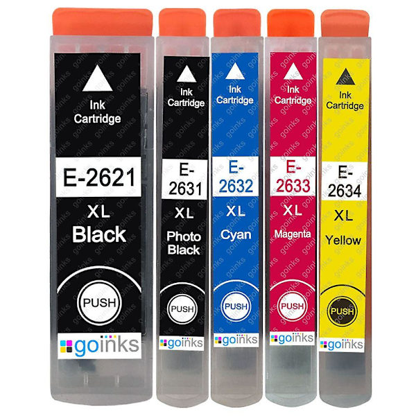 1 Set med 5 bläckpatroner för att ersätta Epson T2636 (26XL-serien) Kompatibel/icke-OEM från Go Inks (5 bläck)