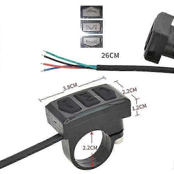 Elektrisk Cykel Strömbrytare Kontrollknapp Styrfäste Delad Mätare Strömbrytare Knapp för LCD Mätare E-Bike Tillbehör-Yvan