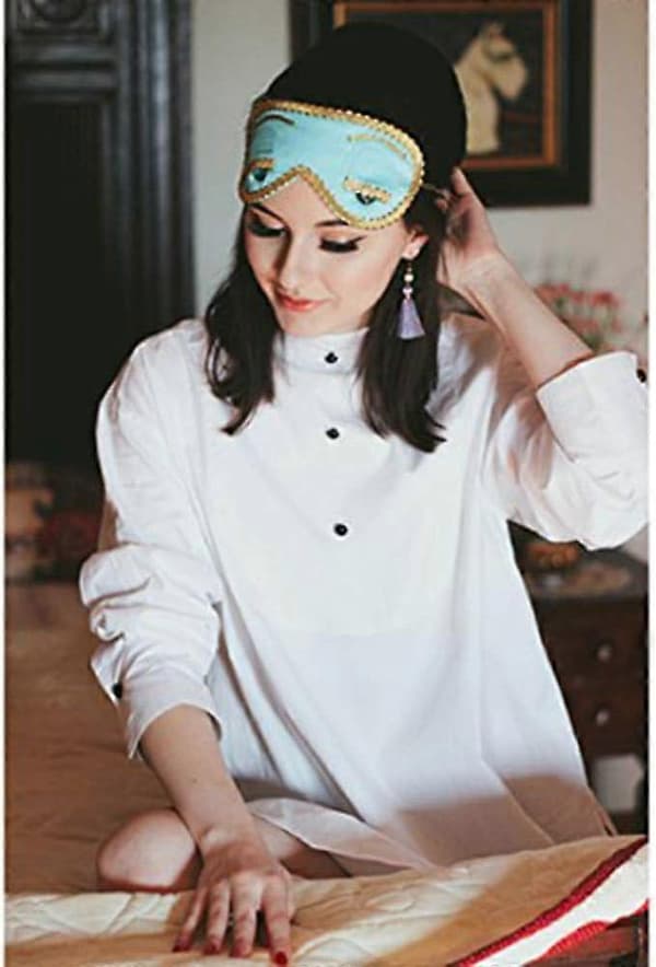 Audrey Hepburn-stil Silke Søvnmaske & Hængeøreringe med Kvaster Sæt til Kvinder