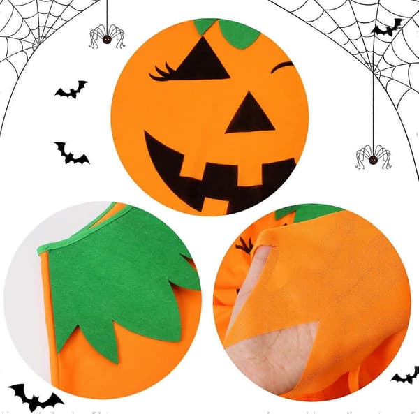 Halloween Pumpa Poncho för Kvinnor, Pumpa Kappa Kostym med Hårband och Godispåse