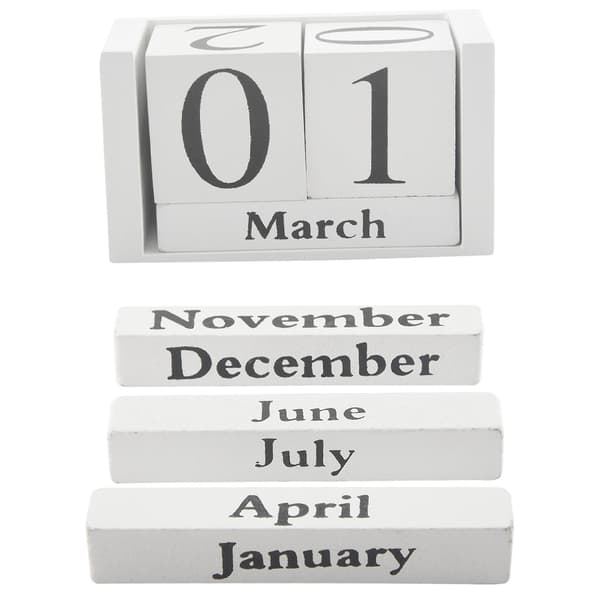 Vintage Trä Evighetskalender Shabby Chic Block Skrivbordskalender Rustik Trä Kvadrat Kalender