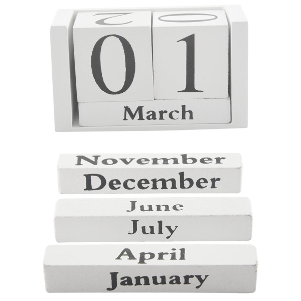 Vintage Wood Perpetual Calendar Shabby Chic Blocks Desktop Calendar Rustik Wooden Squares Calendar