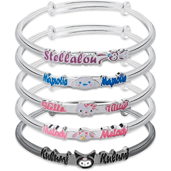 5 st My Melody Kuromi Armband Söt Kitty Cinnamoroll My Melody Kuromi Present Cartoon My Melody Smycken För Kvinnor Flickor (br Melody Kuromi)