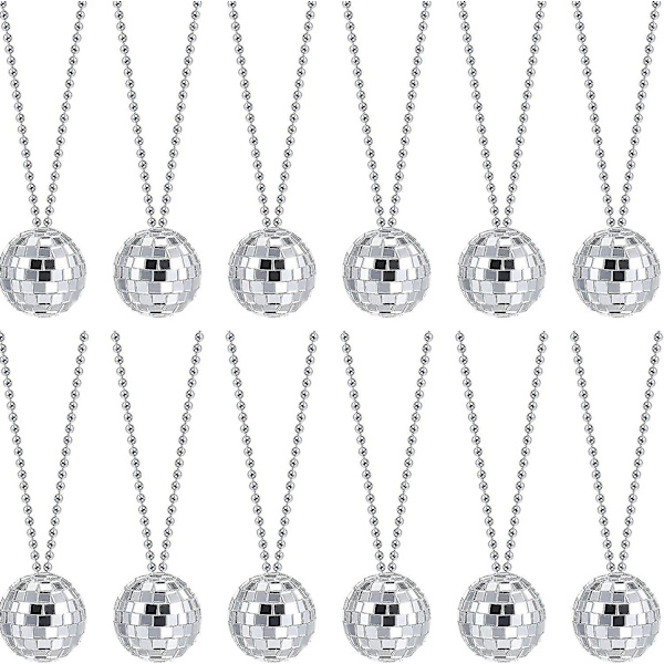 12 st. Spegel-Diskoklot Halsband Kostym 70-tals Disco Party Halsband för Party Favor