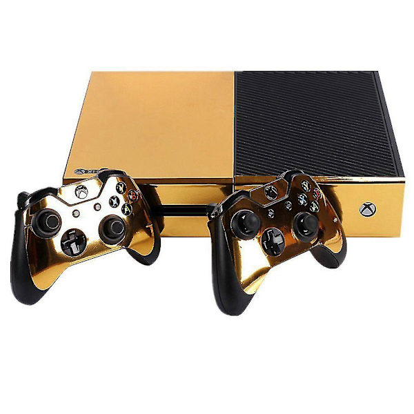 Gull Glansende Hudklistremerke Kompatibel med Xbox One Konsollkontroller + Kinect Dekal Vinyl