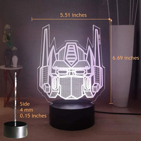 Transformers 3D nattlys, Optimus Prime 7 farger LED bordlampe, fjernkontroll nattlampe for barnerom, bursdags- og julegave til barn