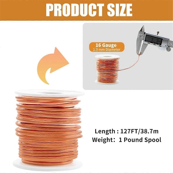 Koppartråd, 99,9% Mjuk Ren Bar Koppartråd för Trädgårdsskötsel, Elektroodling, 16 Gauge/ 1,3 mm Diameter