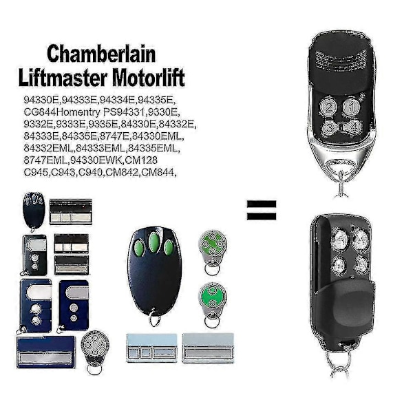 Liftmaster Chamberlain 94335e Kaukosäädin 433,92 MHz Garageavantimekanismi Liftmaster Kaukosäädin 84335eml Lähetin