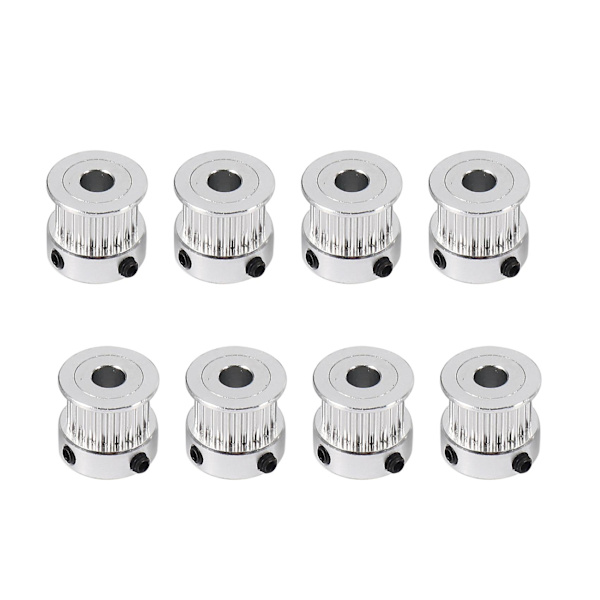 8 stk. 5mm 20 Tands Aluminium Timing Pulley Hjul + 5 Gummi Gt2 2mm Pitch 6mm Bredde Timing Bælte Til 3d P