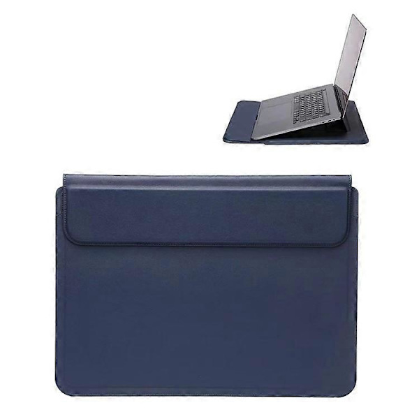 15-16'' Läder Laptopfodral Ultratunn Datorväska med Vikbart Ställ och Mjukt Innerfoder