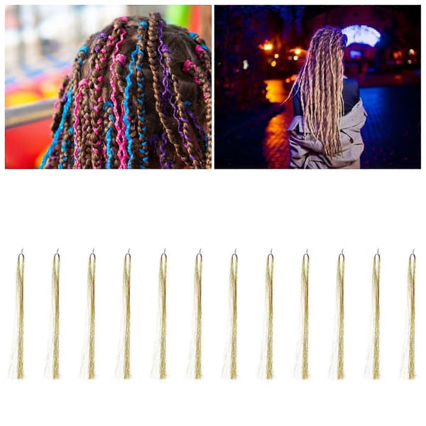 Fargerike Hårstrå Glitter Bling Glitrende Dreadlocks Hårforlengelse Skinnende Hår Glitter GullfargetYMMR)