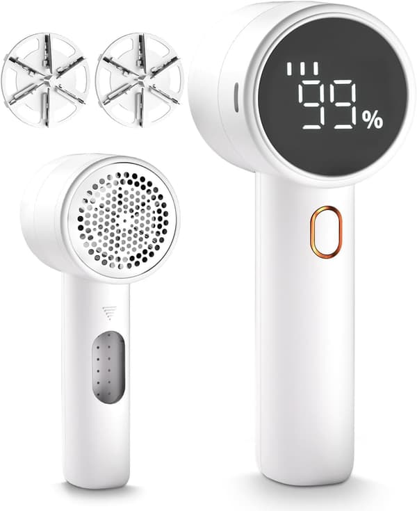 Fnullerfjerner, elektrisk barbermaskine, genopladelig fnullerfjerner, sweaterfnullerfjerner, batteridrevet, med 6 blade og 3 hastigheder og LED-display