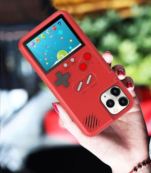 Spilkonsollæske til iPhone 11 Pro Max, Retro Gameboy-æske til iPhone, Farveskærm Spiltelefonæske til iPhone 11 Pro Max Rød