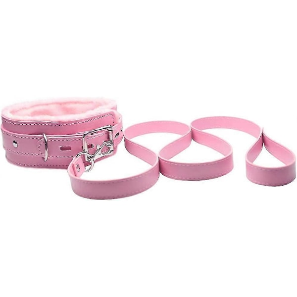 1 Sett Imitert Skinn Myk Polstret Choker Halsbånd Med Avtakbar Bånd Pisk