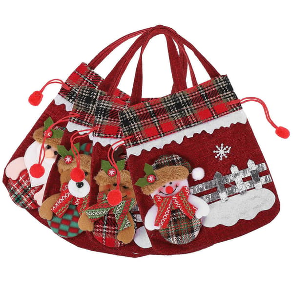 Festliga dragskoväskor 4 st Jultema Presentförpackning för familjer Rektangulär design 23,5X21 cm