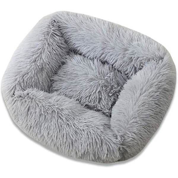 Seng Xs Størrelse Varmt Vinter Kvadrat Super Blød Sovende Hundebed Lang Plys Vaskbar Kattemåtte Kurv Hvalpehus 1stk Grå