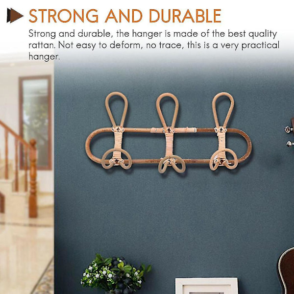Rattan väggkrokar Barnkläder Organizer Rack Kläder Hängande krok Rattan Hängare Barnrum Dec