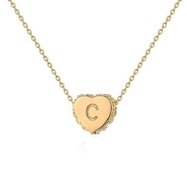 C Letter Heart Choker Pendant Necklace For Women's