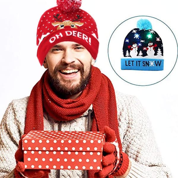 Lysende Julehatt Julelue Med LED-lys For Voksne Jul Nyttårsgave