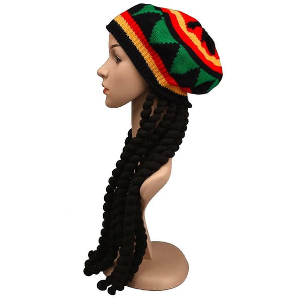 2-pack Rasta Hatt med Svarta Dreadlocks Bob Marley Dreadlocks Peruk med Rasta Tam Hatt Maskerad Rasta Perukmössa