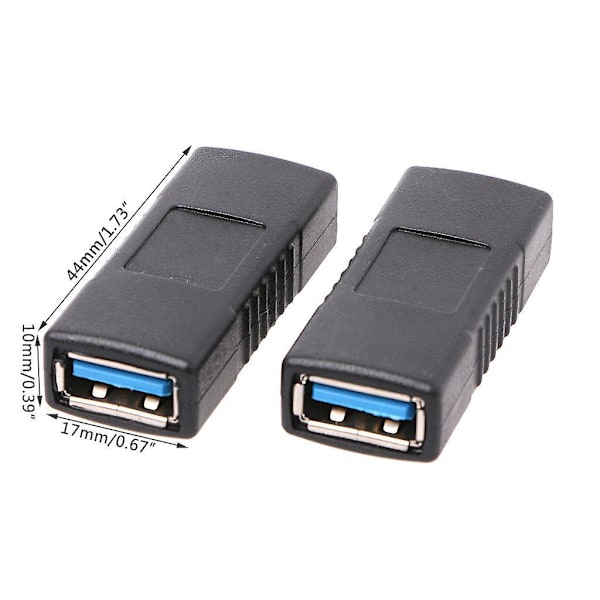 2 stk. USB 3.0 Type A Hun til Hun Adapter Kobling Kønsskifter Stik