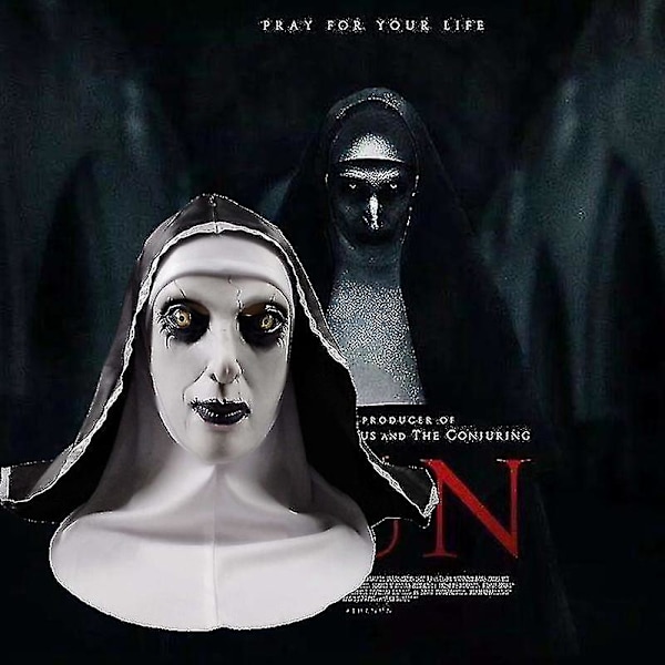 Läskig Halloween Nun Mask Full Head Creepy Latex Devil Hjälm Realistisk Huvudbonad För Cosplay Party Props