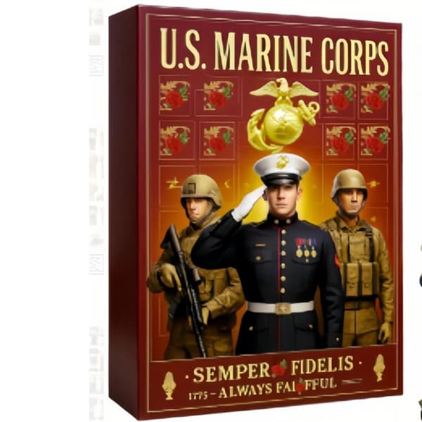 Overraskelsesboks, julepynt, akrylvedheng - US Navy, 2D, sett med 24 deler