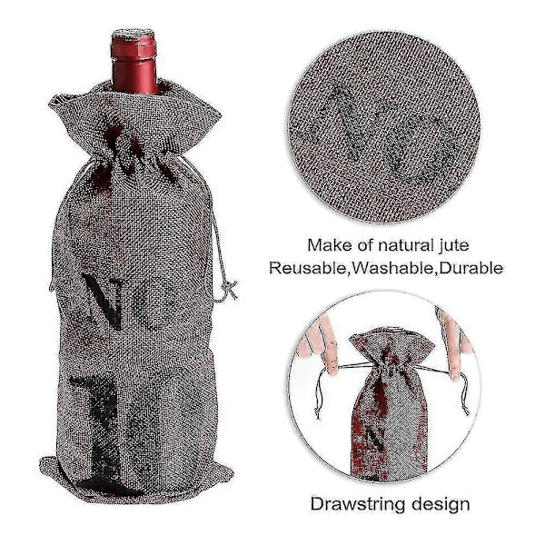 1 til 10 Burlap Vinposer Blind Vinsmagning, Vinposer Bryllup Bordnumre, Vinsmagning Tasker, Fest