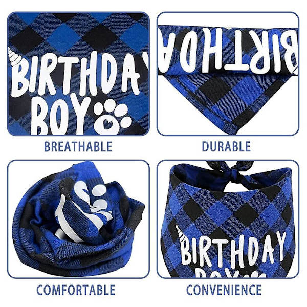 sysy Koiran Syntymäpäiväjuhlatarvikkeet, Poikakoiran Syntymäpäivä Bandana Huivi ja Koiran Syntymäpäivähattu Numerolla