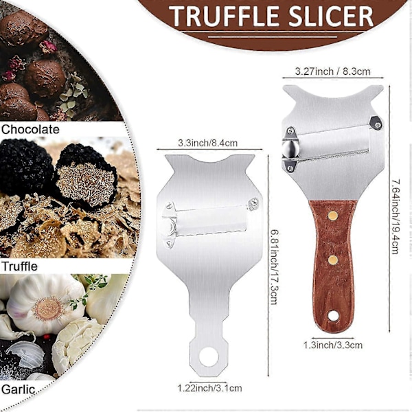 2 stycken tryffelskärare med justerbart blad, rosenträhandtag, rostfritt stål, ost, choklad, tryffelskärare, tryffelskärare