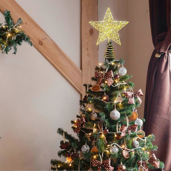 Lysende Juletre Topp, Tretopp Lysdekorasjon, Stjerne Juletre Topper, Juletre Topp, Juletre Stjerne