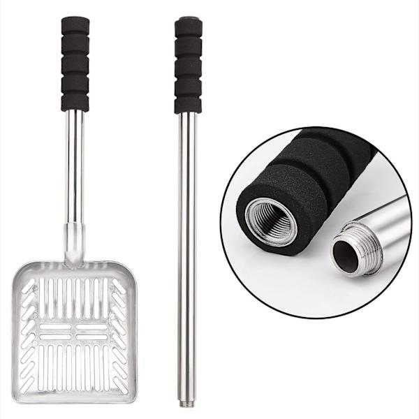 Metal Skop Med Dyb Skovl Og Langt Aftageligt Håndtag Rustfrit Stål Non-Stick Sigte Med Skum