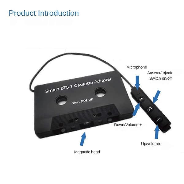 Bilstereo Bluetooth Trådløs Kassettmottaker, Bluetooth 5.1 Bilstereo Kassettbil Tap