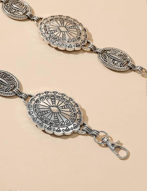 Western Metal Oval Concho Kæde Bælte til Kvinder - Taljebælte til Kjoler