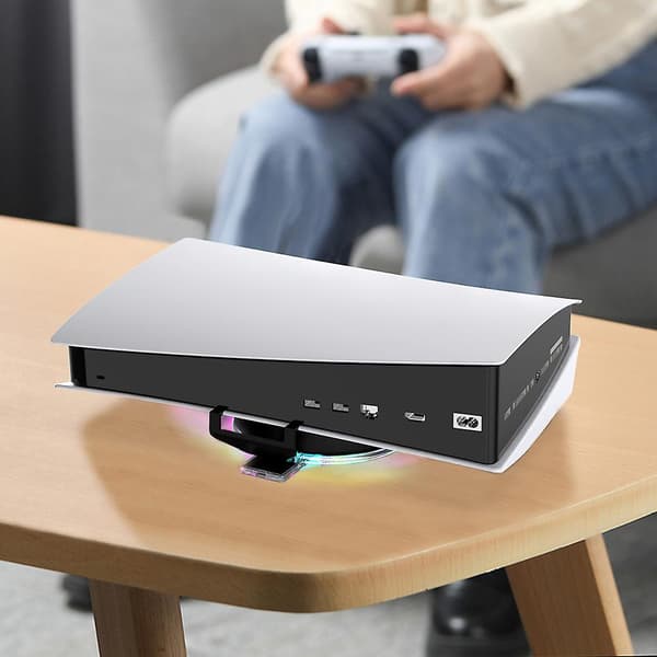 Justerbar RGB Konsol Stativ, LED Atmosfærisk Lysbase Til PS5 Spilkonsol