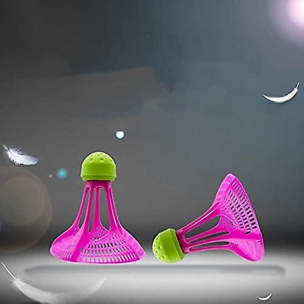 Vindtett Badminton Utendørs Badminton Vindtett Plast Nylon Shuttlecock Stabil Motstand Sports Treningsballer (6 stk, Fuchsia)