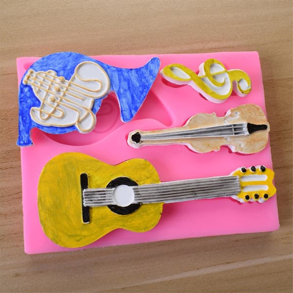 2 x Kageform Guitar Form Bageform Silikon Slik Pastry Cookies Form til Hjemmet