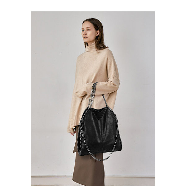 Axelveske dame kæde luksus håndtaske kæde blød taske crossbody taske dame håndtaske Sort