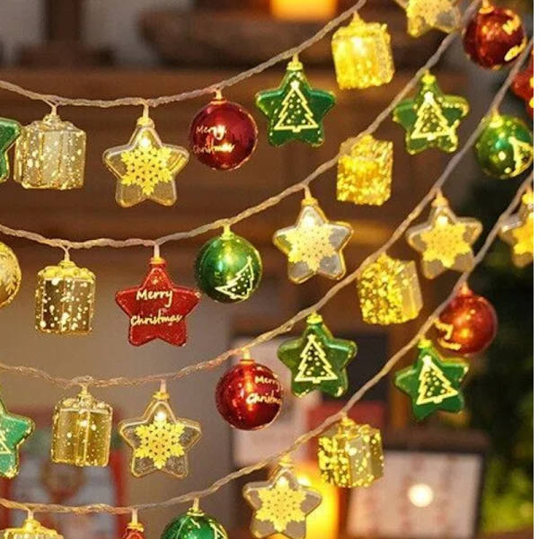 LED ljusslinga, juldekorationer, USB-driven, 3 meter lång - målad version, 1 st