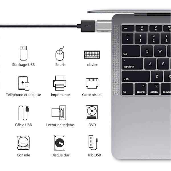USB C till USB Adapter (2-pack), USB-C till USB 3.0 Adapter, USB Type-C till USB Adapter, (Silver)