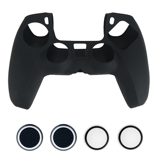 Anti-skli Silikondeksel Joystickhette for Sony PS5-kontroller Svart