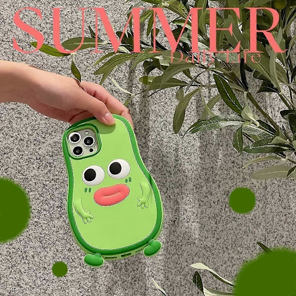 iPhone 13 Pro Max Skal Kawaii Telefonfodral, Söt 3D Cartoon Cool Avokado med Korvmun Mjuk Silikon Stötsäker Skyddande