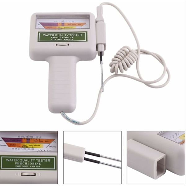 Gratis klor- og pH-tester 2 i 1 digital vannanalysemonitor